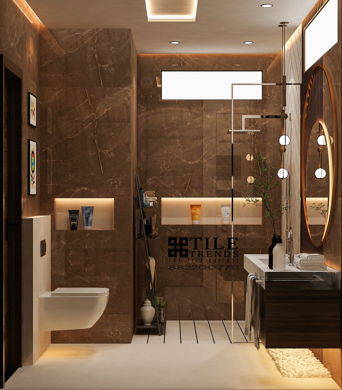 Brown stone bathroom