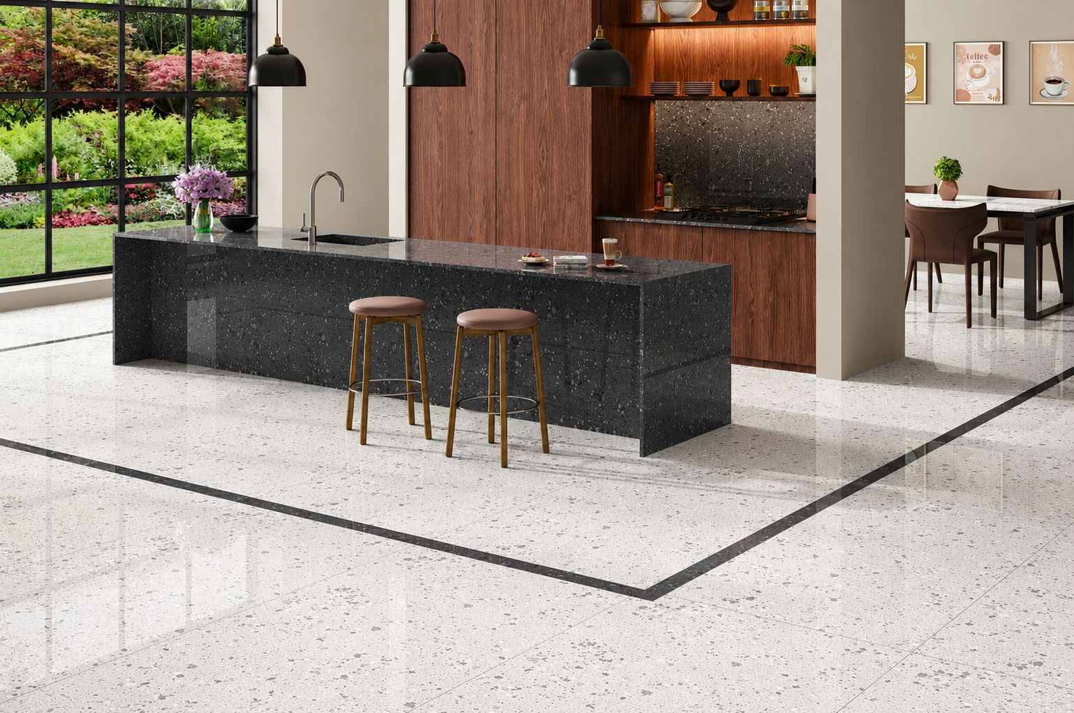 Warm kitchen tile design